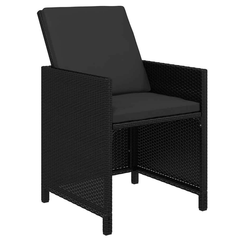 17-tlg. Garten-Essgruppe mit Kissen Poly Rattan Schwarz