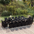 17-tlg. Garten-Essgruppe mit Kissen Poly Rattan Schwarz