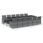 13-tlg. Garten-Essgruppe mit Kissen Poly Rattan Grau
