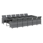 13-tlg. Garten-Essgruppe mit Kissen Poly Rattan Grau