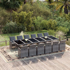13-tlg. Garten-Essgruppe mit Kissen Poly Rattan Grau