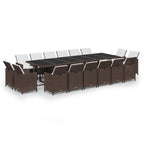 17-tlg. Garten-Essgruppe mit Kissen Poly Rattan Braun