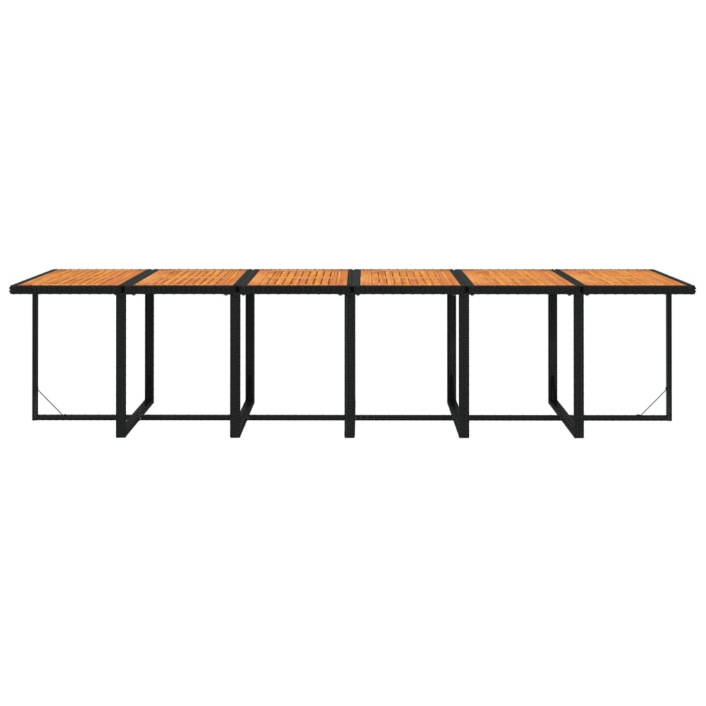 13-tlg. Garten-Essgruppe mit Kissen Poly Rattan Schwarz