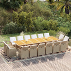 17-tlg. Garten-Essgruppe mit Kissen Poly Rattan Beige