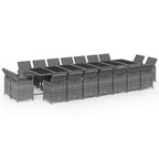 19-tlg. Garten-Essgruppe mit Kissen Poly Rattan Grau