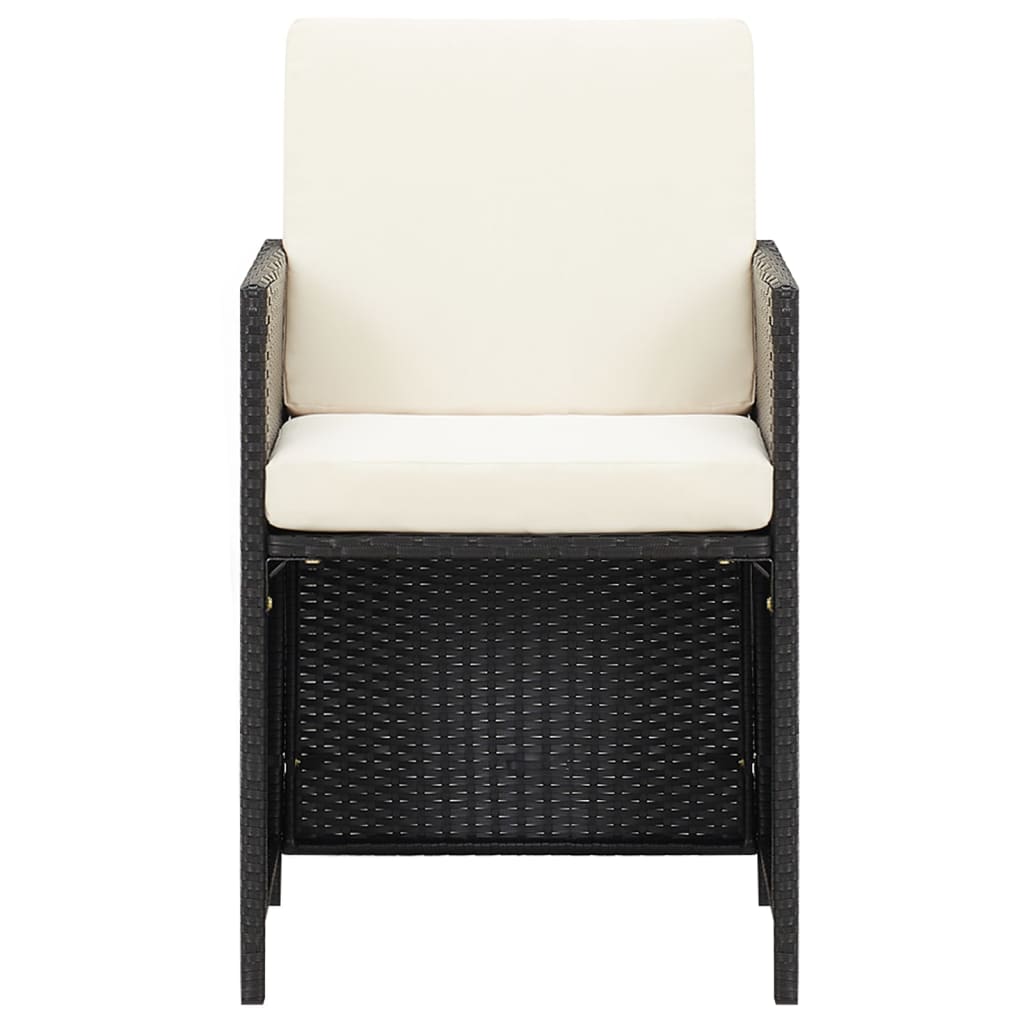 15-tlg. Garten-Essgruppe mit Kissen Schwarz Poly Rattan