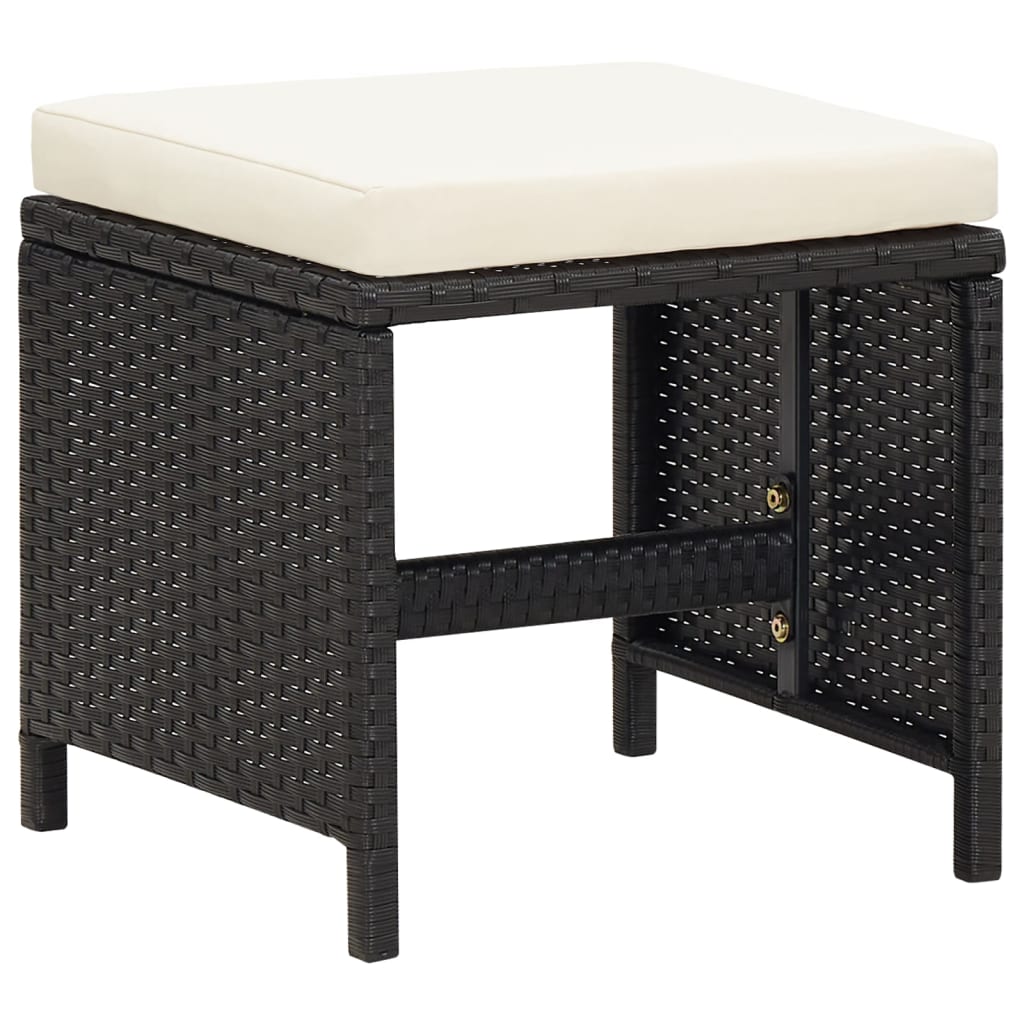 19-tlg. Garten-Essgruppe mit Kissen Schwarz Poly Rattan