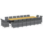 19-tlg. Garten-Essgruppe mit Kissen Grau Poly Rattan