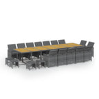 19-tlg. Garten-Essgruppe mit Kissen Grau Poly Rattan