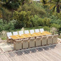 15-tlg. Garten-Essgruppe mit Kissen Beige Poly Rattan
