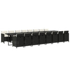 17-tlg. Garten-Essgruppe mit Kissen Schwarz Poly Rattan