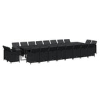 21-tlg. Garten-Essgruppe mit Kissen Poly Rattan Schwarz