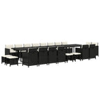21-tlg. Garten-Essgruppe mit Kissen Schwarz Poly Rattan