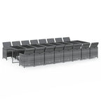17-tlg. Garten-Essgruppe mit Kissen Grau Poly Rattan