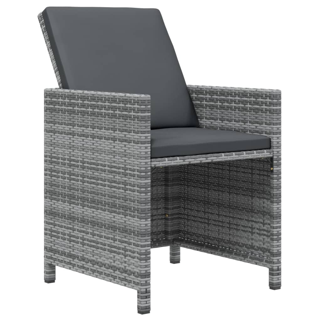 17-tlg. Garten-Essgruppe mit Kissen Grau Poly Rattan