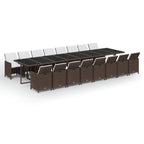 17-tlg. Garten-Essgruppe mit Kissen Braun Poly Rattan