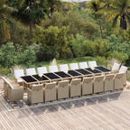 21-tlg. Garten-Essgruppe mit Kissen Poly Rattan Beige