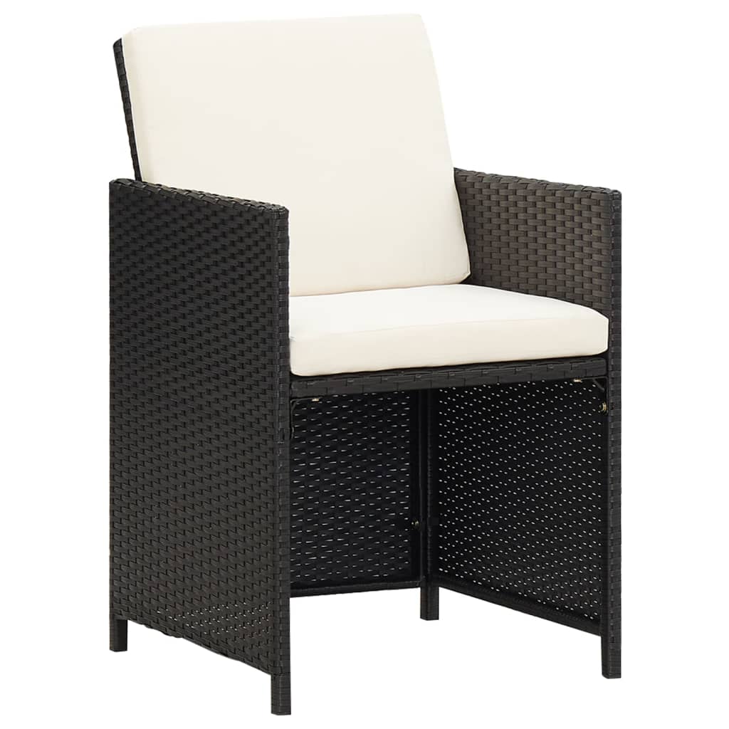 17-tlg. Garten-Essgruppe mit Kissen Schwarz Poly Rattan