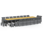 21-tlg. Garten-Essgruppe mit Kissen Grau Poly Rattan