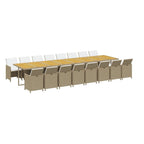17-tlg. Garten-Essgruppe mit Kissen Beige Poly Rattan