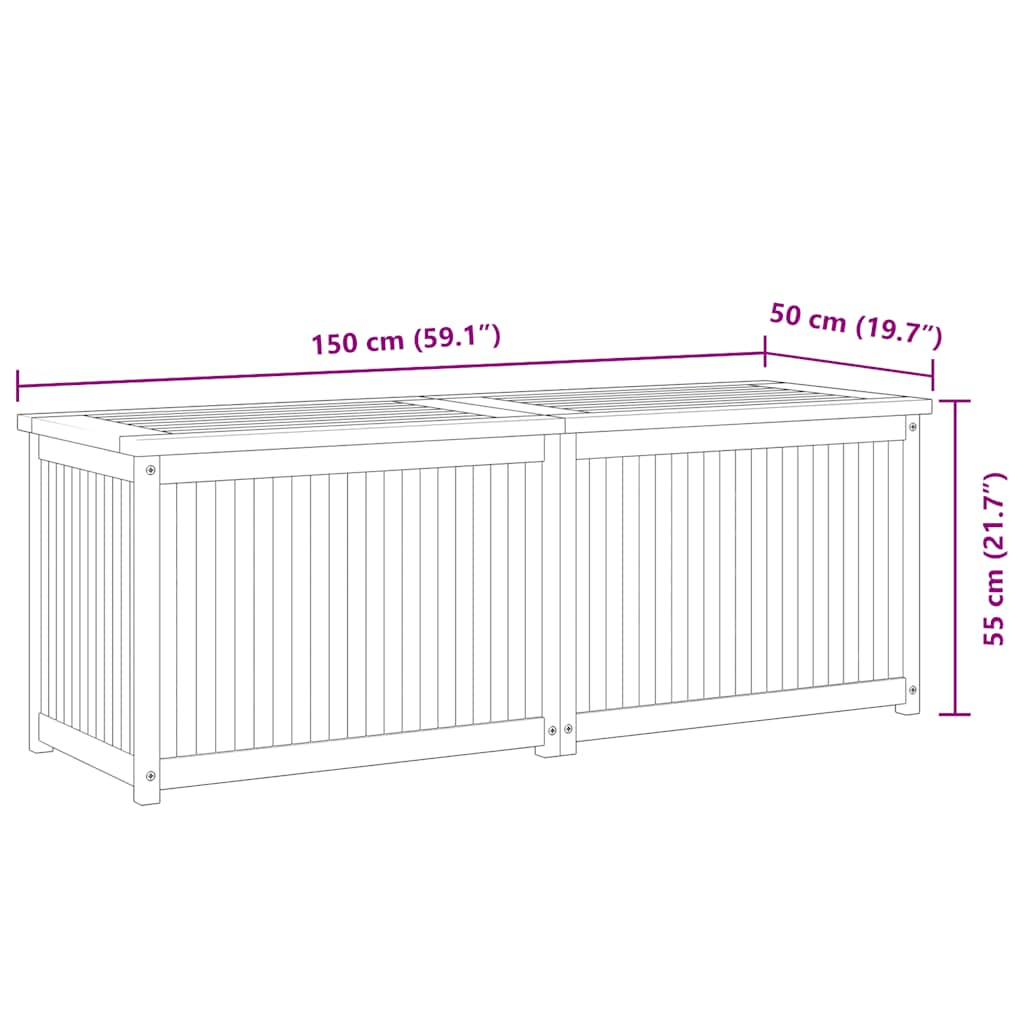 Gartenbox 150x50x55 cm Massivholz Teak
