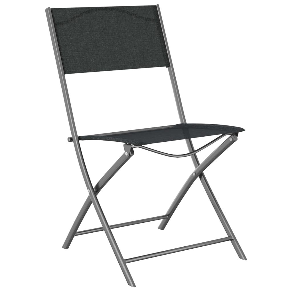 Klappbare Gartenstühle 2 Stk. Schwarz Stahl und Textilene
