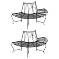 Baumbänke Halbrund 2 Stk. Ø159 cm Schwarz Stahl