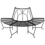 Baumbänke Halbrund 2 Stk. Ø159 cm Schwarz Stahl