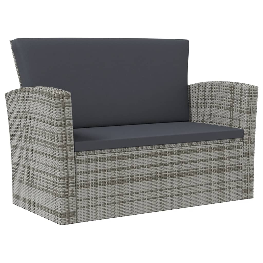 8-tlg. Garten-Lounge-Set mit Kissen Poly Rattan Grau