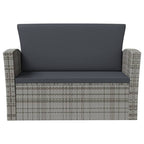 8-tlg. Garten-Lounge-Set mit Kissen Poly Rattan Grau