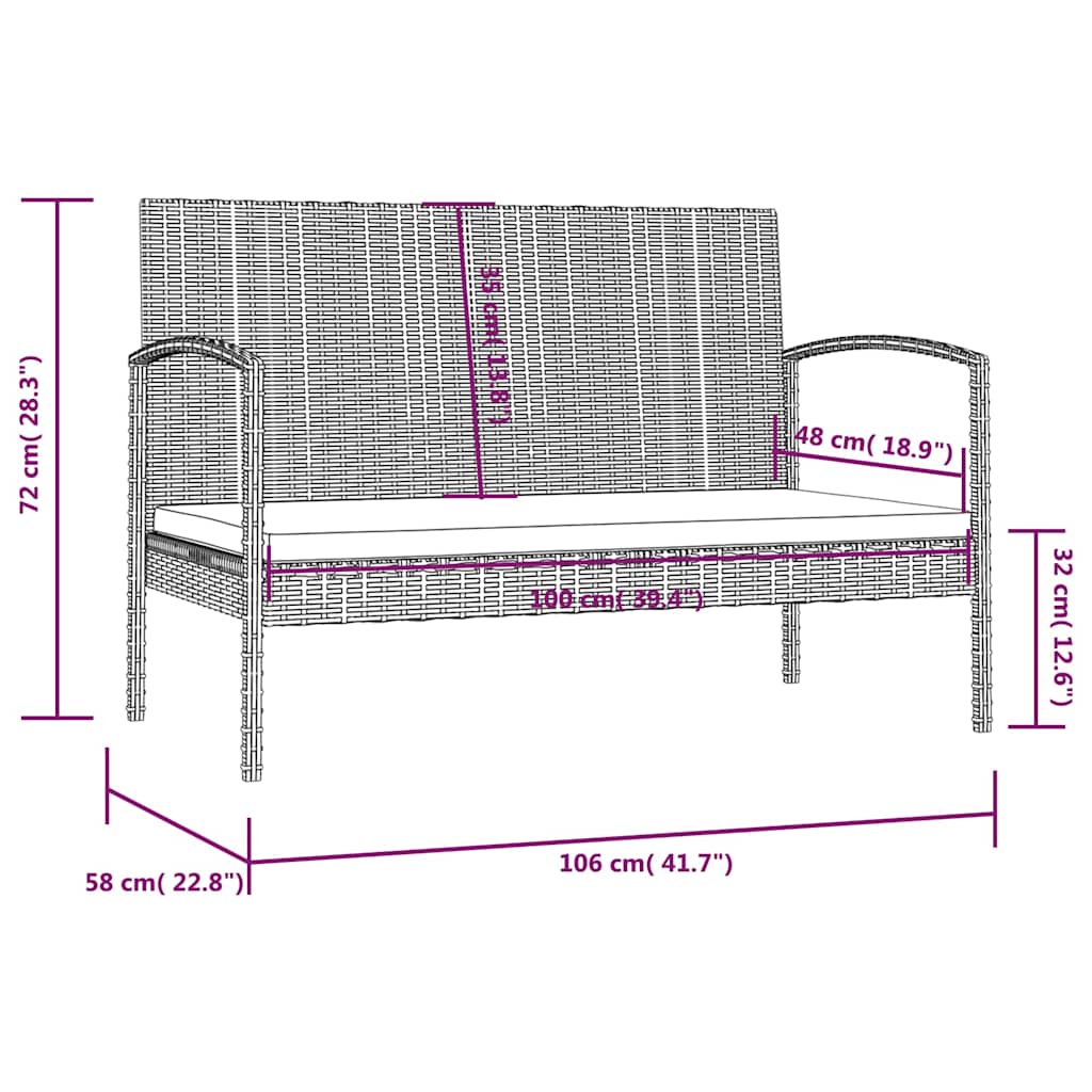 16-tlg. Garten-Lounge-Set mit Auflagen Poly Rattan Schwarz