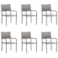 Garten-Essstühle 6 Stk. Stapelbar Grau Polyrattan