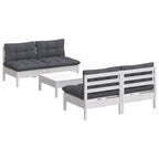 5-tlg. Garten-Lounge-Set mit Anthrazit Kissen Kiefernholz