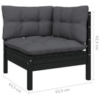 3-tlg. Garten-Lounge-Set mit Anthrazit Kissen Kiefernholz