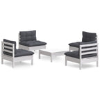 5-tlg. Garten-Lounge-Set mit Anthrazit Kissen Kiefernholz