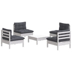 5-tlg. Garten-Lounge-Set mit Anthrazit Kissen Kiefernholz