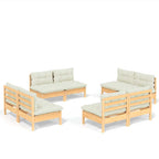 8-tlg. Garten-Lounge-Set mit Creme Kissen Kiefernholz