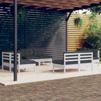 8-tlg. Garten-Lounge-Set mit Anthrazit Kissen Kiefernholz