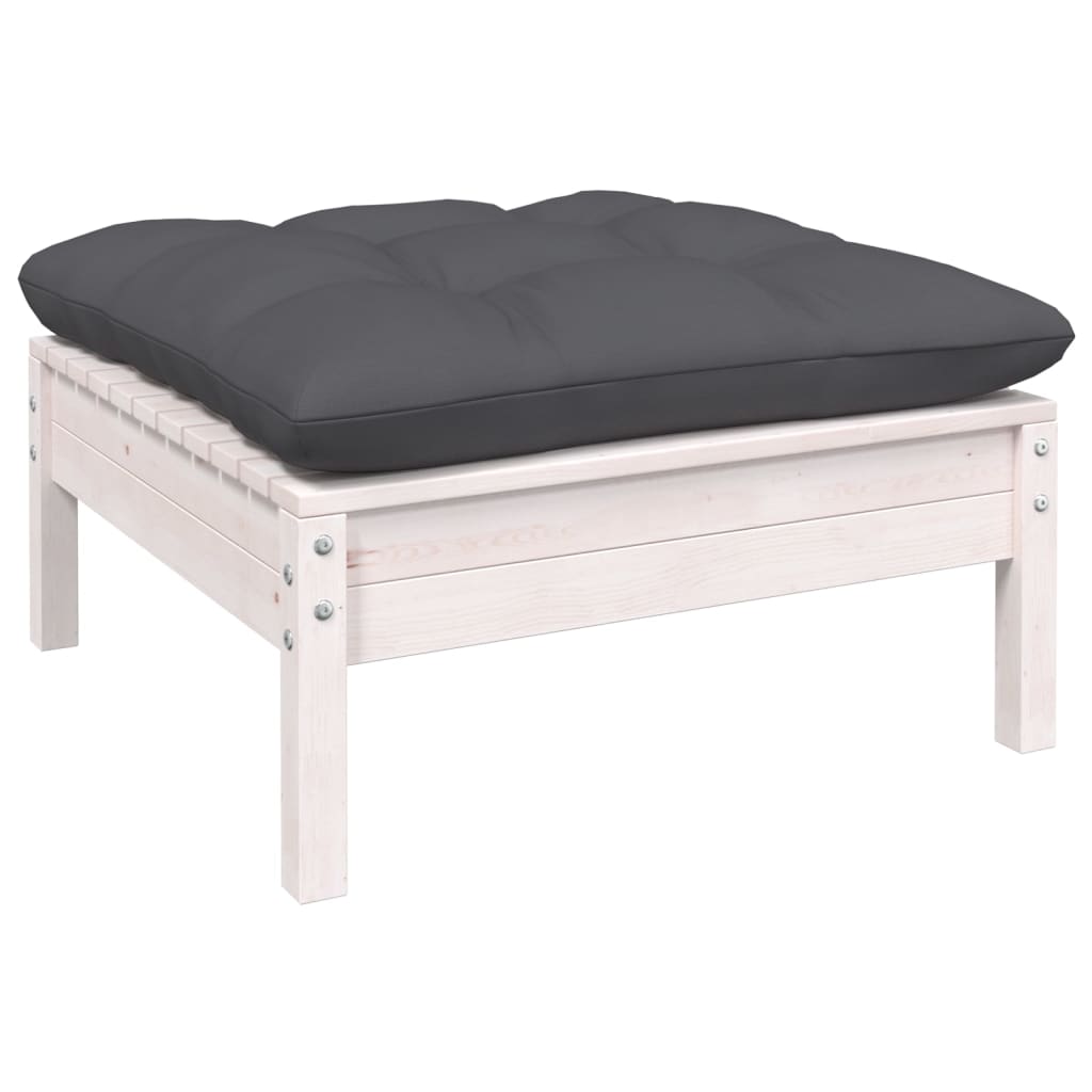 9-tlg. Garten-Lounge-Set mit Anthrazit Kissen Kiefernholz