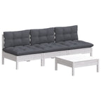 4-tlg. Garten-Lounge-Set mit Anthrazit Kissen Kiefernholz