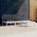 4-tlg. Garten-Lounge-Set mit Anthrazit Kissen Kiefernholz