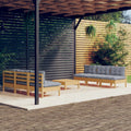 7-tlg. Garten-Lounge-Set mit Grauen Kissen Kiefernholz