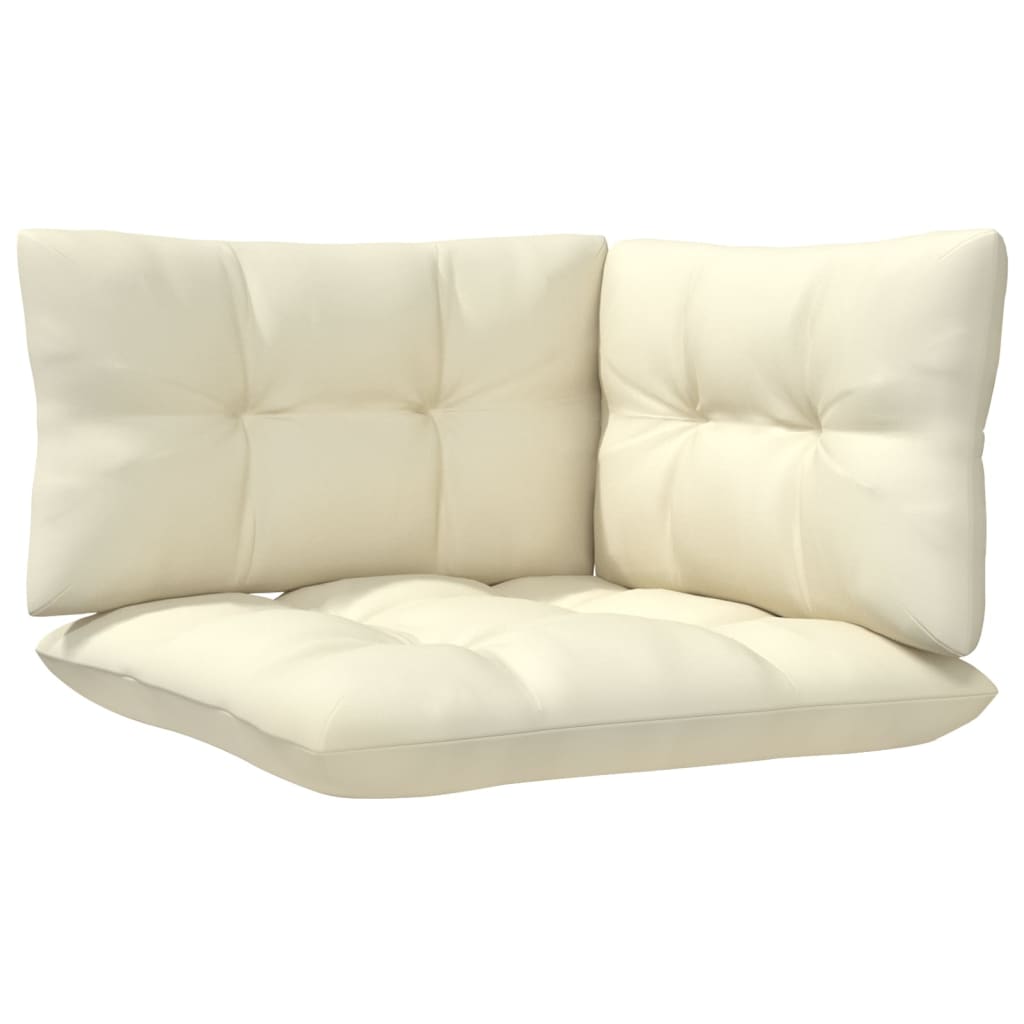 4-tlg. Garten-Lounge-Set mit Creme Kissen Kiefernholz