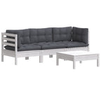 4-tlg. Garten-Lounge-Set mit Anthrazit Kissen Kiefernholz