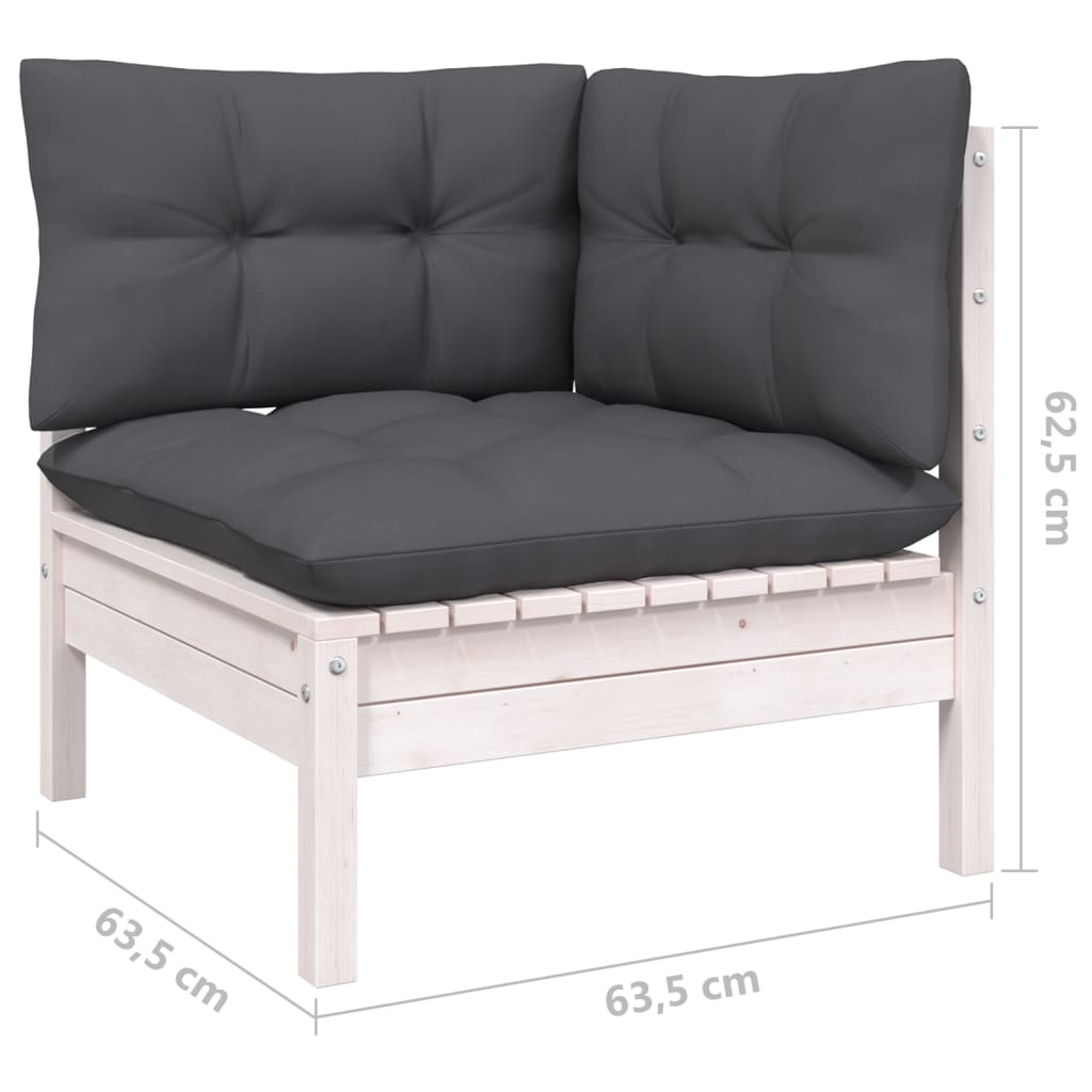 4-tlg. Garten-Lounge-Set mit Anthrazit Kissen Kiefernholz