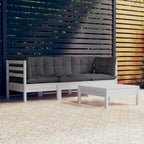 4-tlg. Garten-Lounge-Set mit Anthrazit Kissen Kiefernholz
