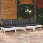 4-Sitzer-Gartensofa mit Anthrazit Kissen Massivholz Kiefer
