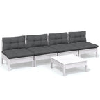 5-tlg. Garten-Lounge-Set mit Anthrazit Kissen Kiefernholz
