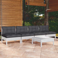 5-tlg. Garten-Lounge-Set mit Anthrazit Kissen Kiefernholz