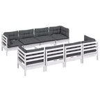 9-tlg. Garten-Lounge-Set mit Kissen Kiefer Massivholz